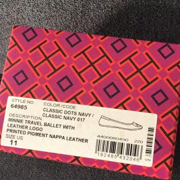 Tory Burch navy and white polka dot leather ballet flats - Picture 3 of 3